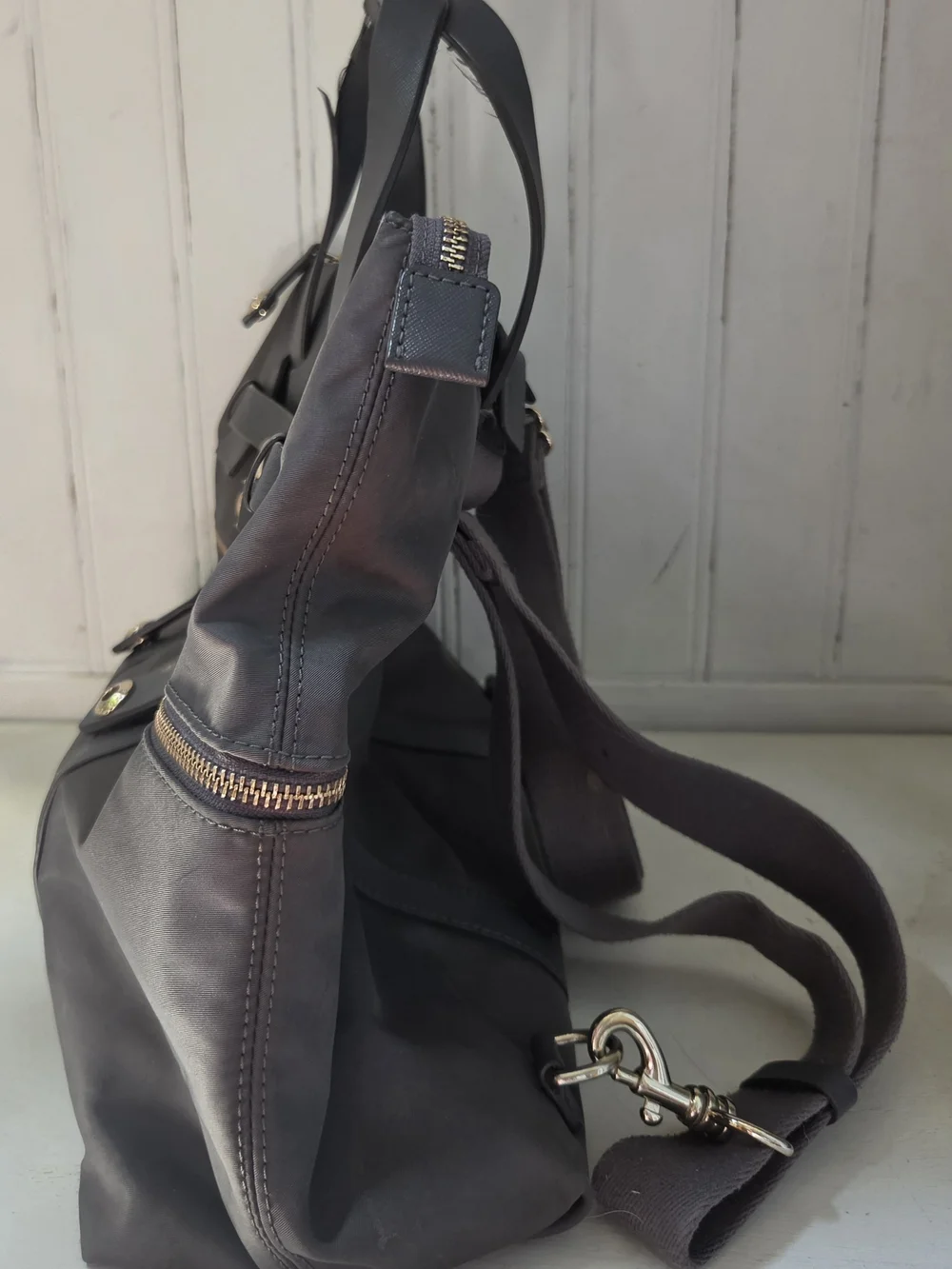 Henri Bendel Grey Convertible Backpack Clutch Crossbody Bag Tote Purse